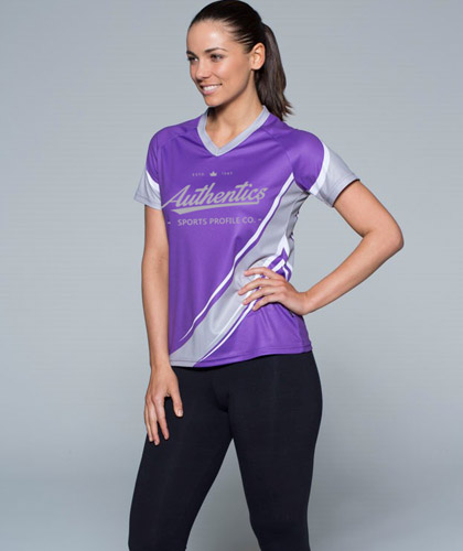 Looking for high performance Womens Training Tees and womens sports uniforms? Request a sample for inspection featuring superb sublimation printing. We provide an awesome Design Your Own App to create your Training Tee design and back up our service iwth a professional Sports Design Artist to help out when required. High performance sublimated sports uniforms are popular as you can uniquely have your own colours, logo, designs, patterns, Numbers, Player Names or Sponsors printed onto your garments permanently using a fantastic range of colours and artistic techniques. For all the detail FreeCall 1800 654 990